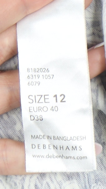 Debenhams Women's Blue Geometric T-Shirt, Size 12