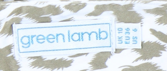 Green Lamb Women's Beige Animal Print Skater Skirt Size 10