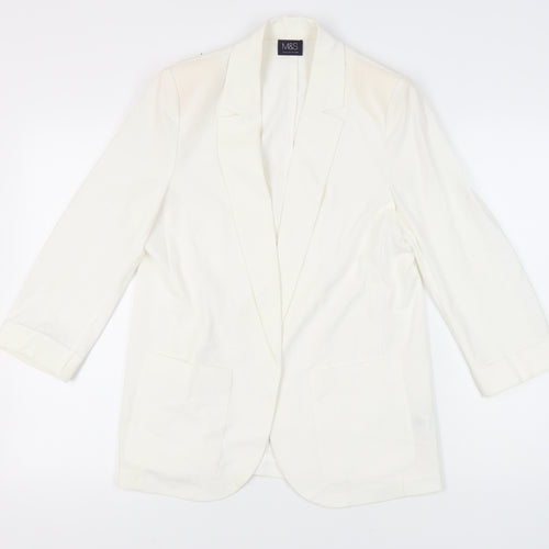 Marks & Spencer Women's White Blazer - Size 12