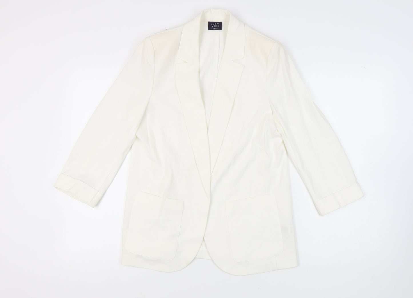 Marks & Spencer Women's White Blazer - Size 12