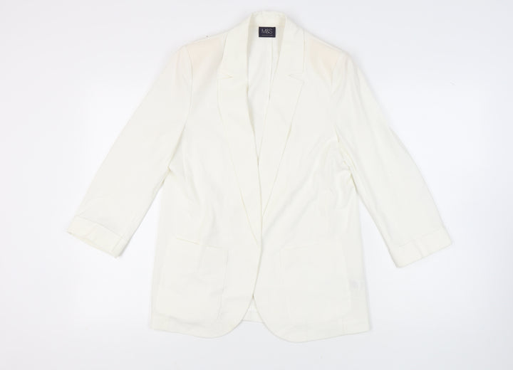 Marks & Spencer Women's White Blazer - Size 12