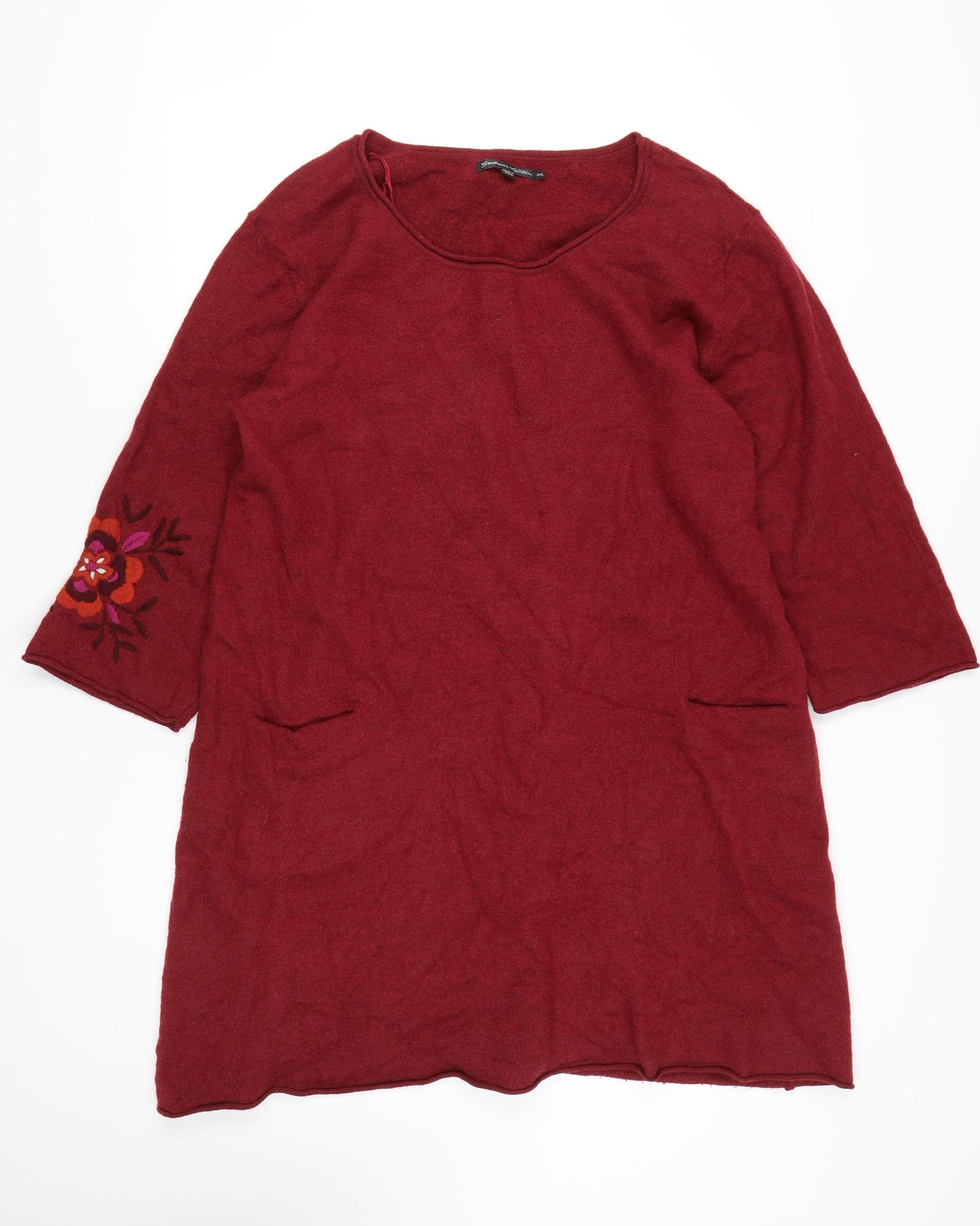 Gudrun Sjoden Women's Red Wool Dress, 2XL, Elegant & Cozy