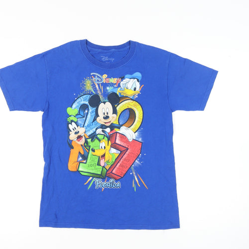 Disney Blue Unisex Kids T-Shirt, Size 10, Mickey Mouse Graphic