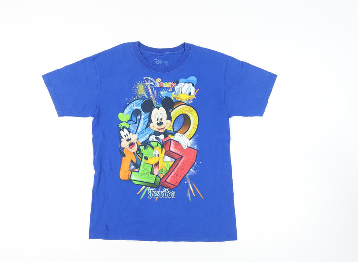 Disney Blue Unisex Kids T-Shirt, Size 10, Mickey Mouse Graphic