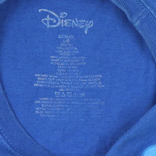 Disney Blue Unisex Kids T-Shirt, Size 10, Mickey Mouse Graphic
