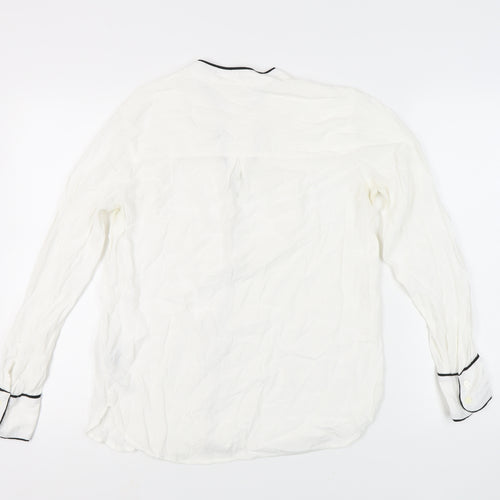 GAP Women's White Blouse, M - V-Neck Long Sleeve