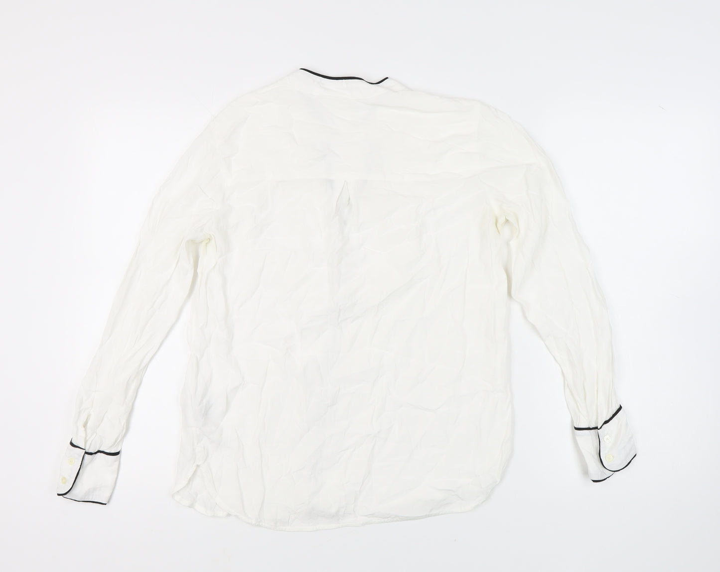 GAP Women's White Blouse, M - V-Neck Long Sleeve