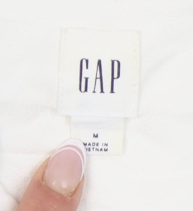 GAP Women's White Blouse, M - V-Neck Long Sleeve