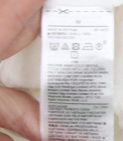 GAP Women's White Blouse, M - V-Neck Long Sleeve