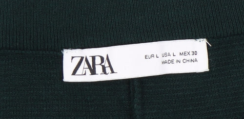 Zara Women's Green Wide-Leg Trousers Size L