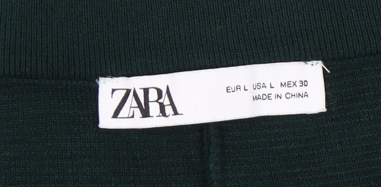 Zara Women's Green Wide-Leg Trousers Size L
