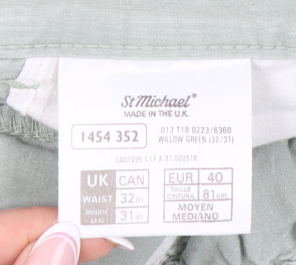 Marks and Spencer Women's Green Chino Trousers, Size 12