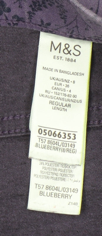 Marks and Spencer Womens Purple Floral Jeggings Size 8