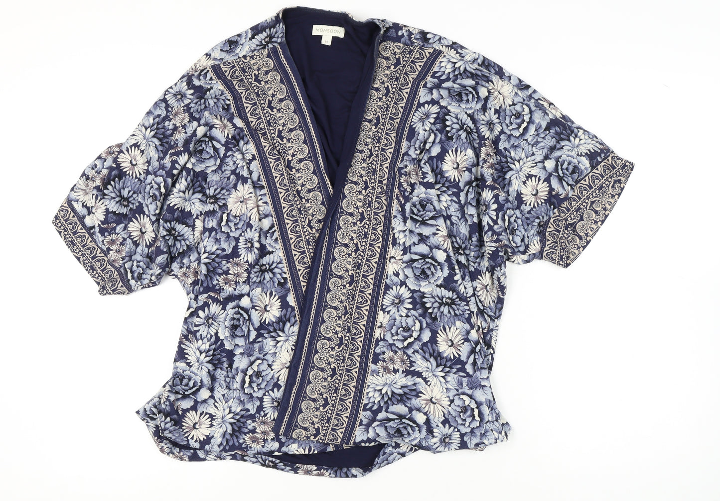 Monsoon Women's Blue Floral Kimono Tunic M