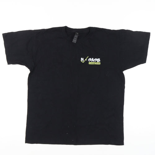 Gildan Boys Black XL Logo T-Shirt - Casual Crew Neck