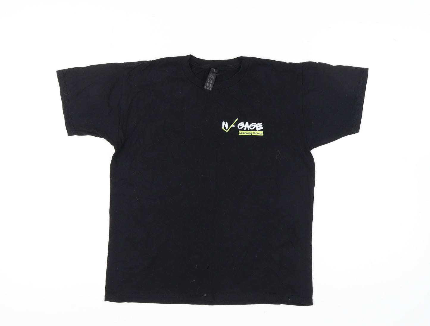 Gildan Boys Black XL Logo T-Shirt - Casual Crew Neck