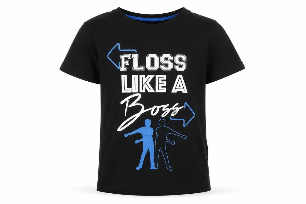 Front view of Primark boys’ black graphic print t-shirt 10-11 years