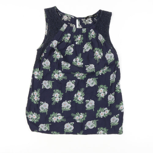 Oasis Women's Blue Floral Lace Sleeveless Blouse, Size 8