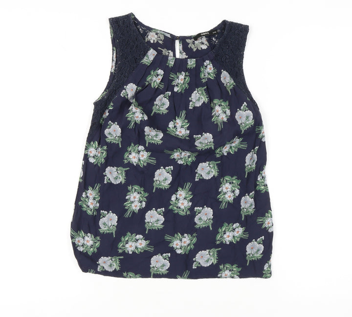 Oasis Women's Blue Floral Lace Sleeveless Blouse, Size 8