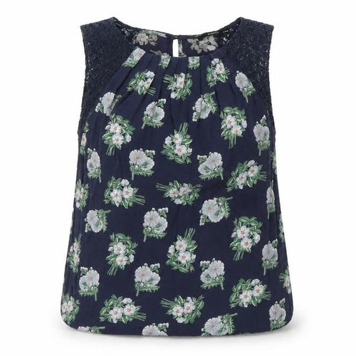 Oasis Women's Blue Floral Lace Sleeveless Blouse, Size 8