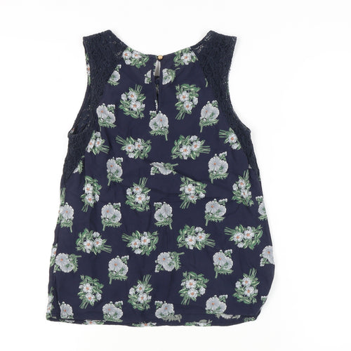 Oasis Women's Blue Floral Lace Sleeveless Blouse, Size 8