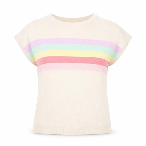 Lipsy Women Beige Striped Sleeveless Jumper Size 6