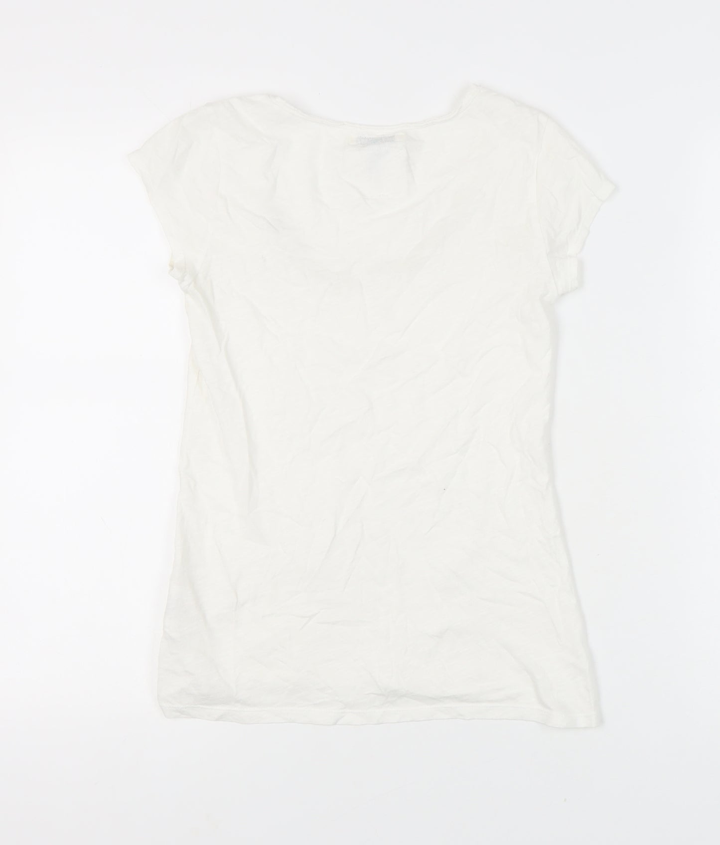 White Stuff Women’s White Cotton Scoop Neck T-Shirt Size 8