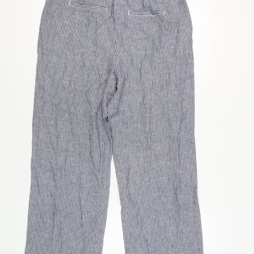 Next Women's Grey Striped Wide-Leg Trousers, Size 14