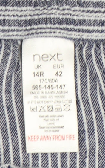 Next Women's Grey Striped Wide-Leg Trousers, Size 14