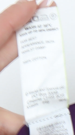 Marks and Spencer Men's Purple Large Button-Up Shirt