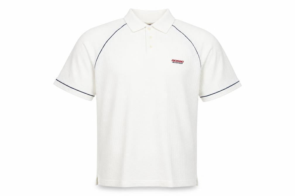 Front view of Giorgio Men’s White Polo Shirt L Short Sleeve Collared