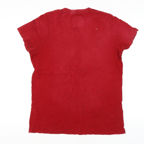 Hollister Men's Red XL Embroidered Graphic T-Shirt
