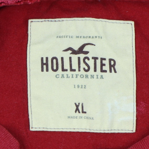 Hollister Men's Red XL Embroidered Graphic T-Shirt