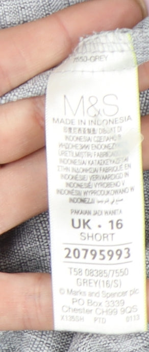 Marks and Spencer Women's Grey Linen Trousers Size 16