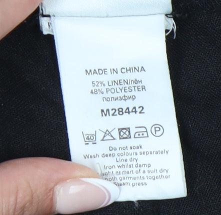 Next Women's Black Trousers Size 8 Regular with Drawstring