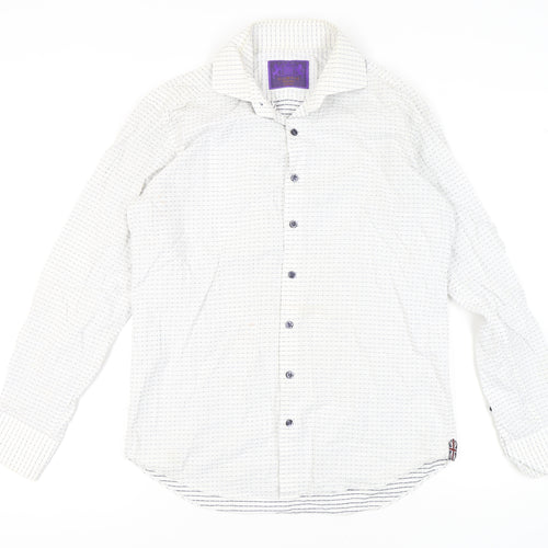 Curtis Chelsea Men's White Geometric Button-Up Shirt, M