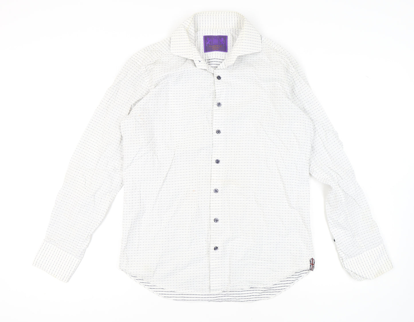 Curtis Chelsea Men's White Geometric Button-Up Shirt, M