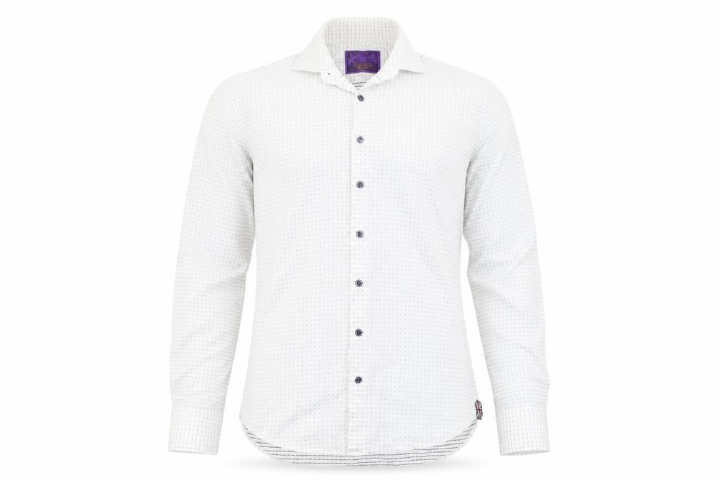 Front view of Curtis Chelsea Men's White Geometric Button-Up Shirt, M