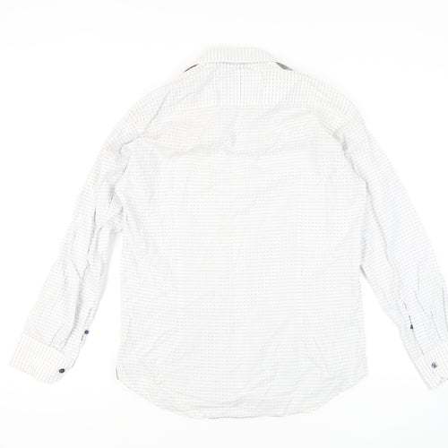 Curtis Chelsea Men's White Geometric Button-Up Shirt, M