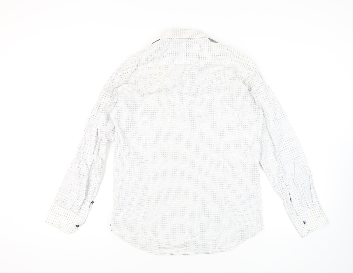 Curtis Chelsea Men's White Geometric Button-Up Shirt, M