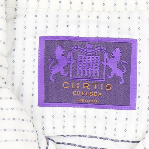 Curtis Chelsea Men's White Geometric Button-Up Shirt, M