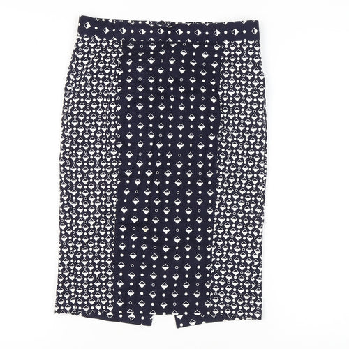 French Connection Women's Blue Geometric Pencil Skirt Size 10