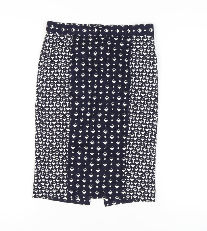 French Connection Women's Blue Geometric Pencil Skirt Size 10