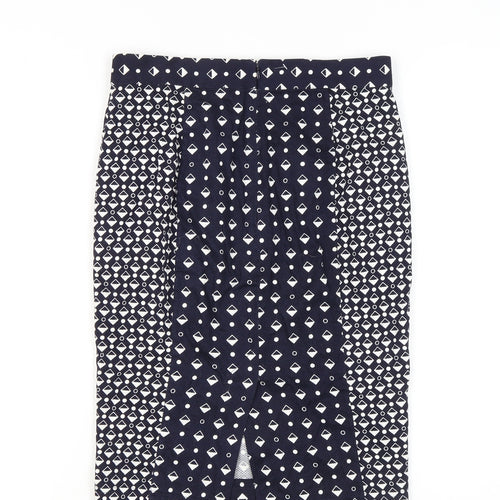 French Connection Women's Blue Geometric Pencil Skirt Size 10
