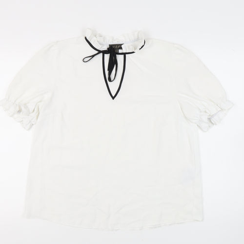 Lipsy Women's White High Neck Blouse Size 16