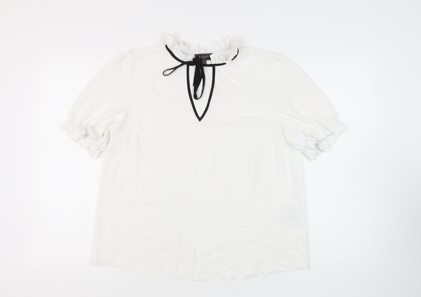 Lipsy Women's White High Neck Blouse Size 16