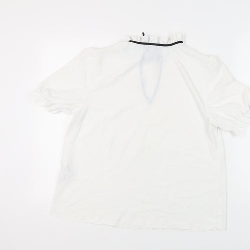 Lipsy Women's White High Neck Blouse Size 16