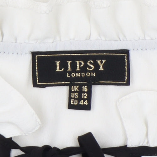 Lipsy Women's White High Neck Blouse Size 16