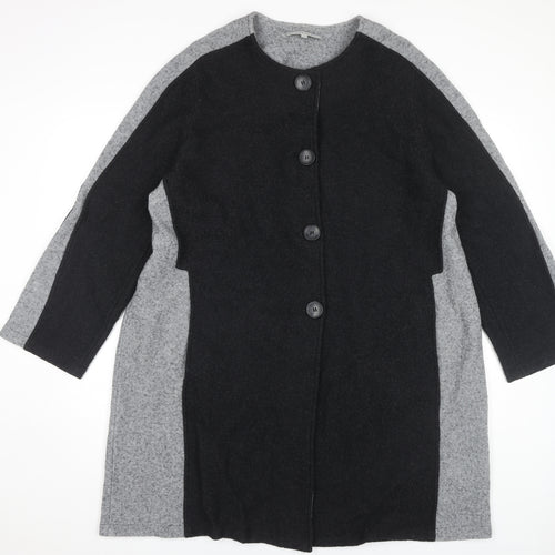 Chesca Women's Black Grey Long Coat Size M