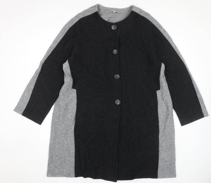 Chesca Women's Black Grey Long Coat Size M